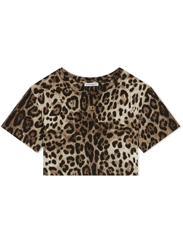 leopard print cropped T shirt