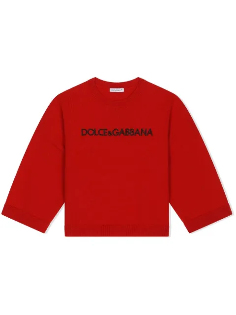 Dolce & Gabbana Kids logo-embroidered wool jumper