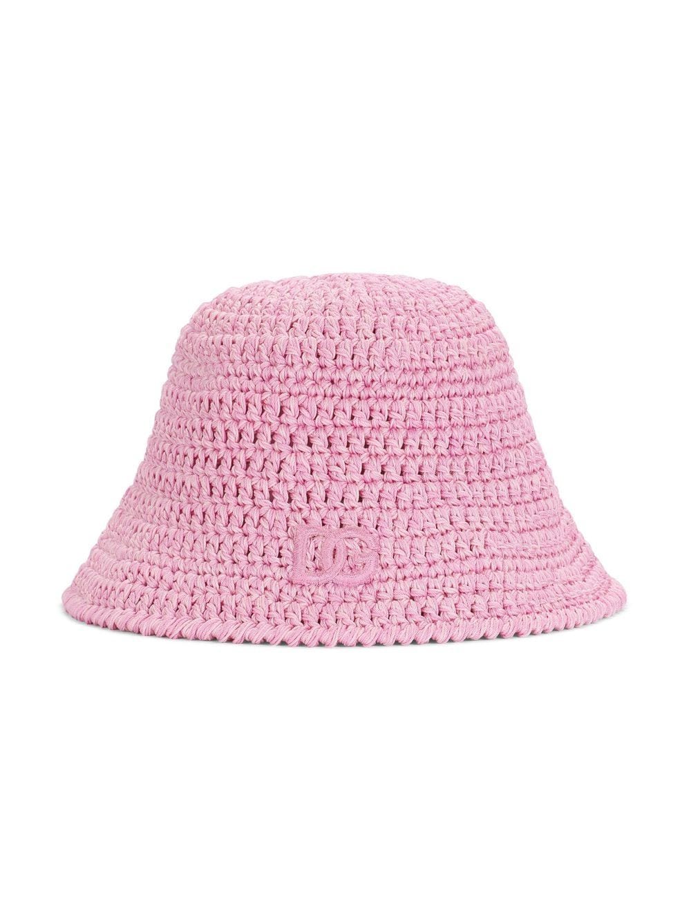 Dolce & Gabbana Kids' Crochet-knit Bucket Hat In Pink