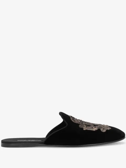 Dolce & Gabbana slippers de terciopelo con bordado