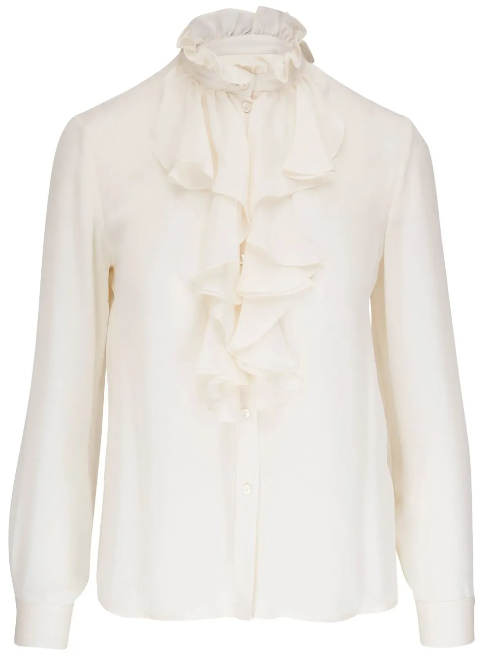 

Nili Lotan ruffled high-neck silk blouse - White