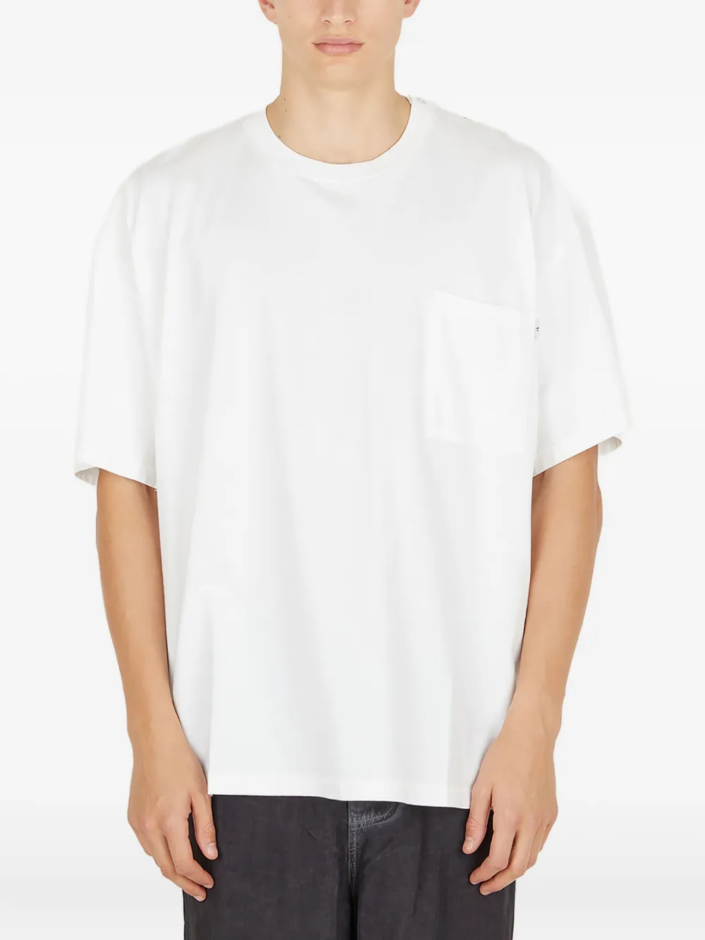The Salvages shoulder snap-button T-shirt - ホワイト The Salvages shoulder snap-button T-shirt - ホワイト