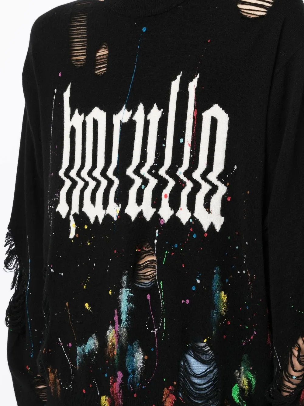 Shop Haculla Glitched Distressed Logo-print Jumper In Black