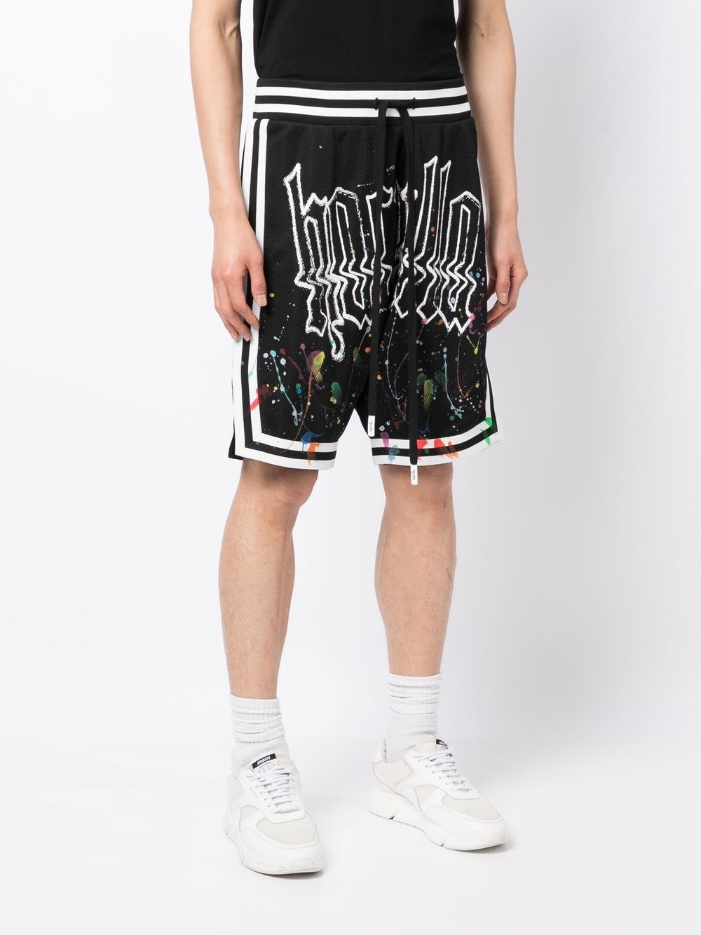 Shop Haculla Paint-splatter Logo Basketball Shorts In Black