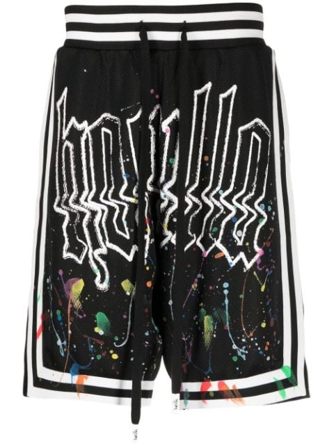 Haculla paint-splatter logo basketball shorts