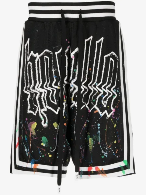 Haculla paint-splatter logo basketball shorts