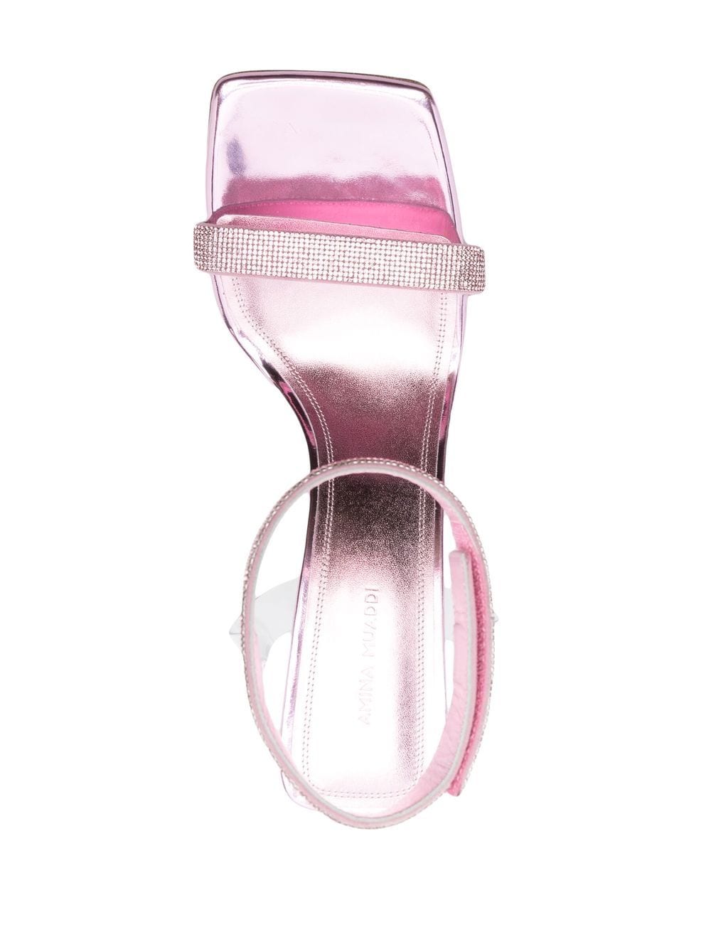 Shop Amina Muaddi Rih 110mm Crystal-embellishment Sandals In Pink