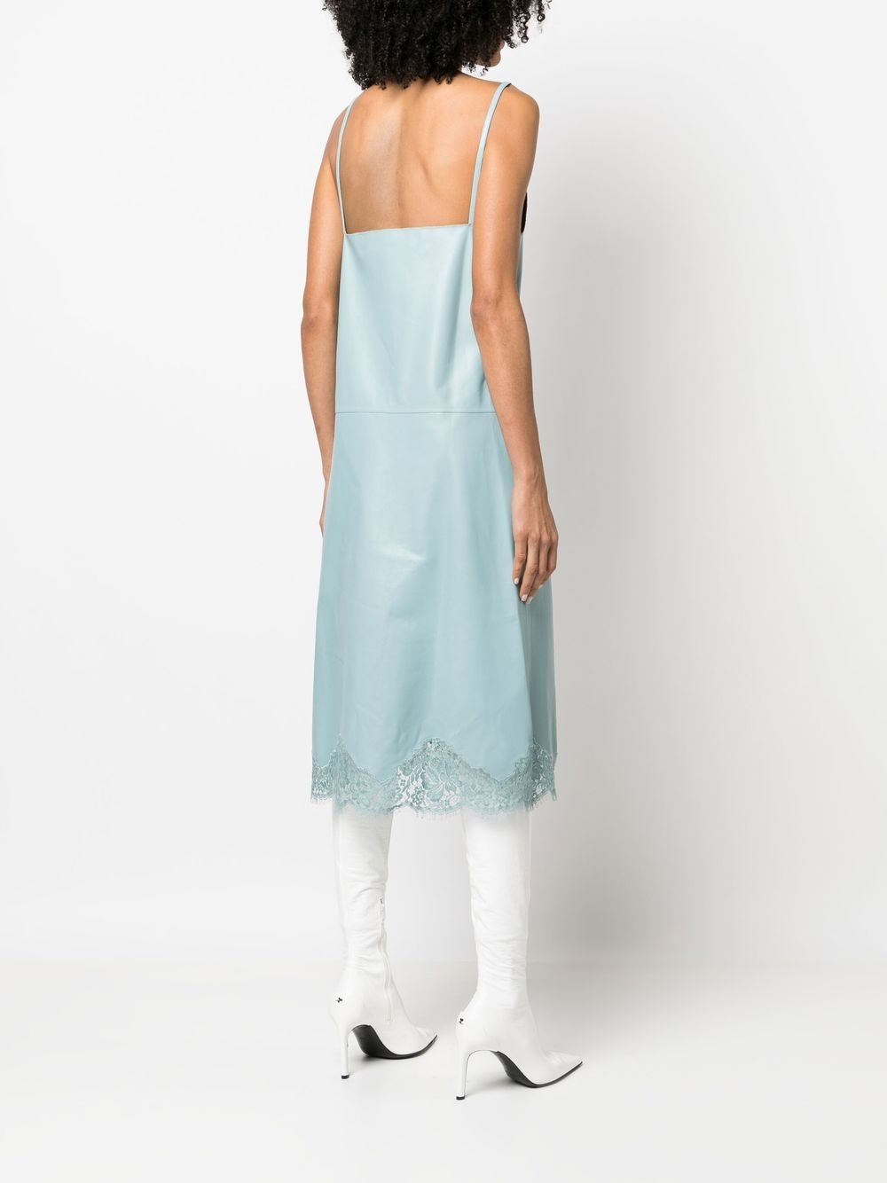 Shop Gucci Lace-trim Slip Dress In Blue