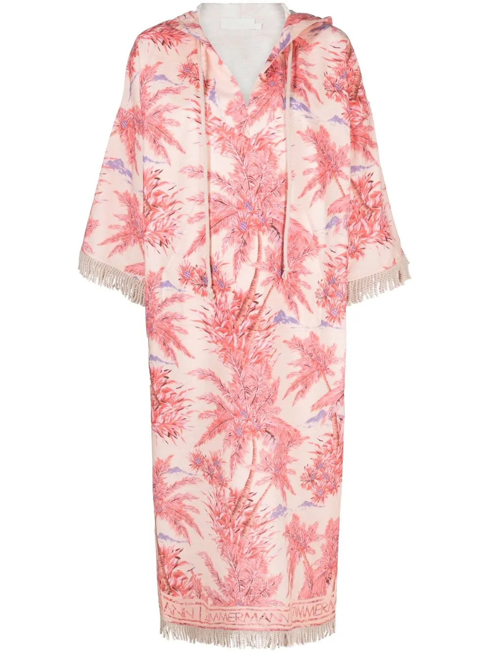 

ZIMMERMANN Cira palm-print tasselled dress - Pink