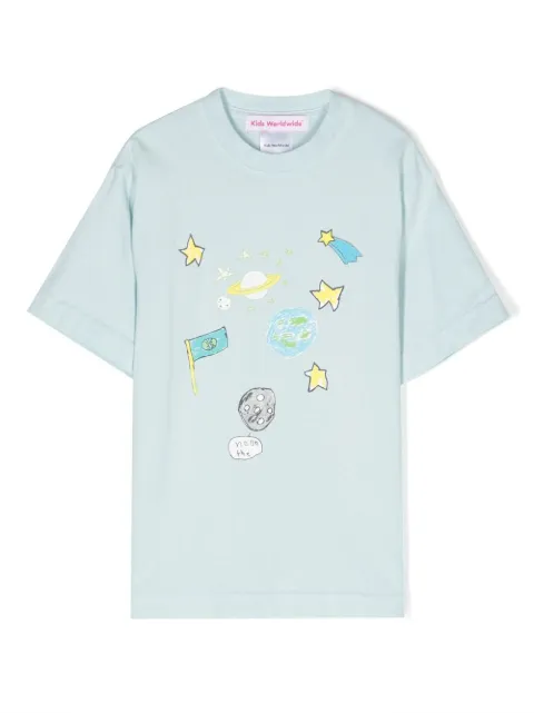 Kids Worldwide hand-drawn space print T-shirt