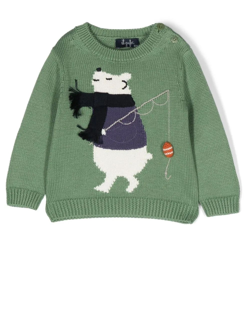 

Il Gufo intarsia-knit cotton jumper - Green