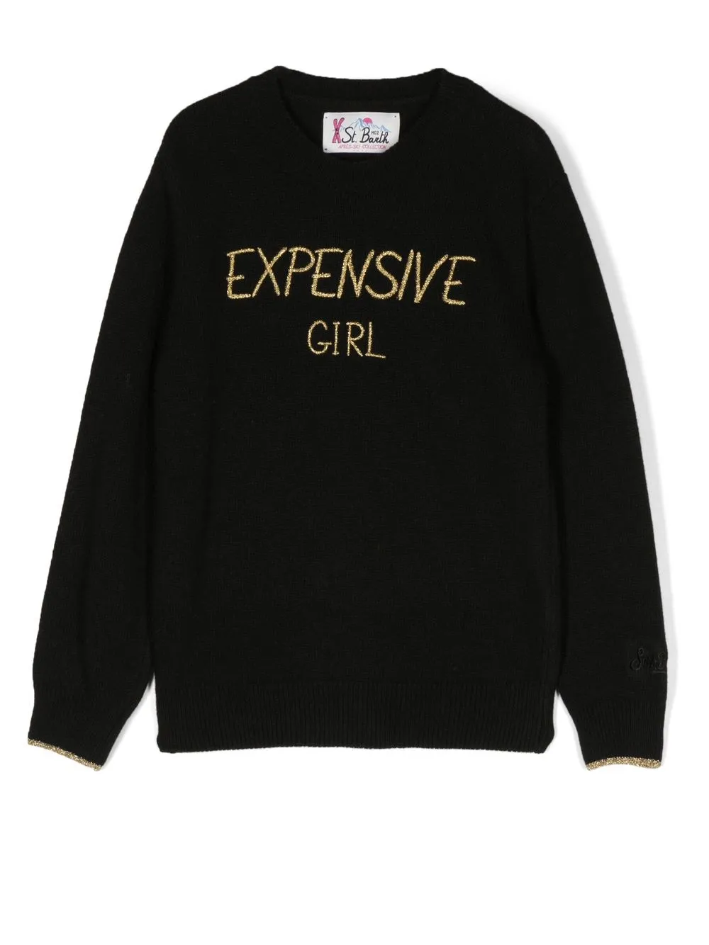 

MC2 Saint Barth Kids slogan embroidery knit sweatshirt - Black