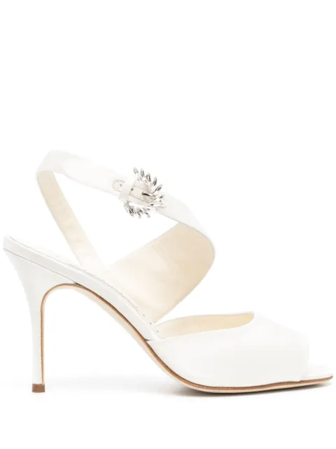 Manolo Blahnik 90mm Havelopa satin-finish sandals