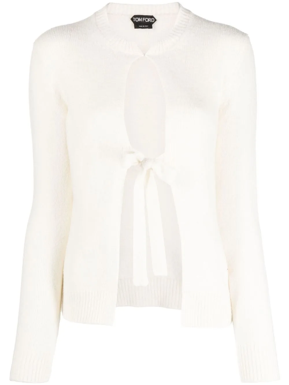 Tom Ford Tie-fastening Knitted Cardigan In White