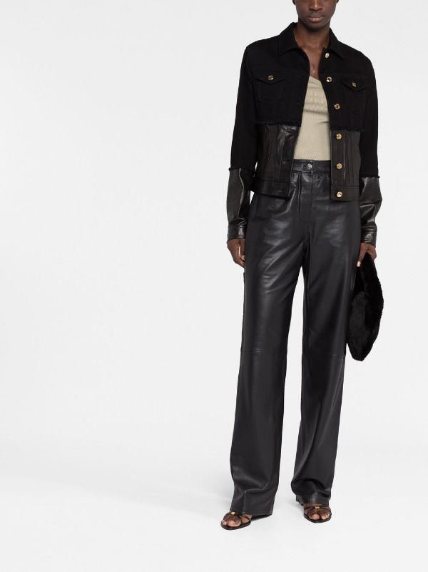 TOM FORD leather-panelled Denim Jacket - Farfetch