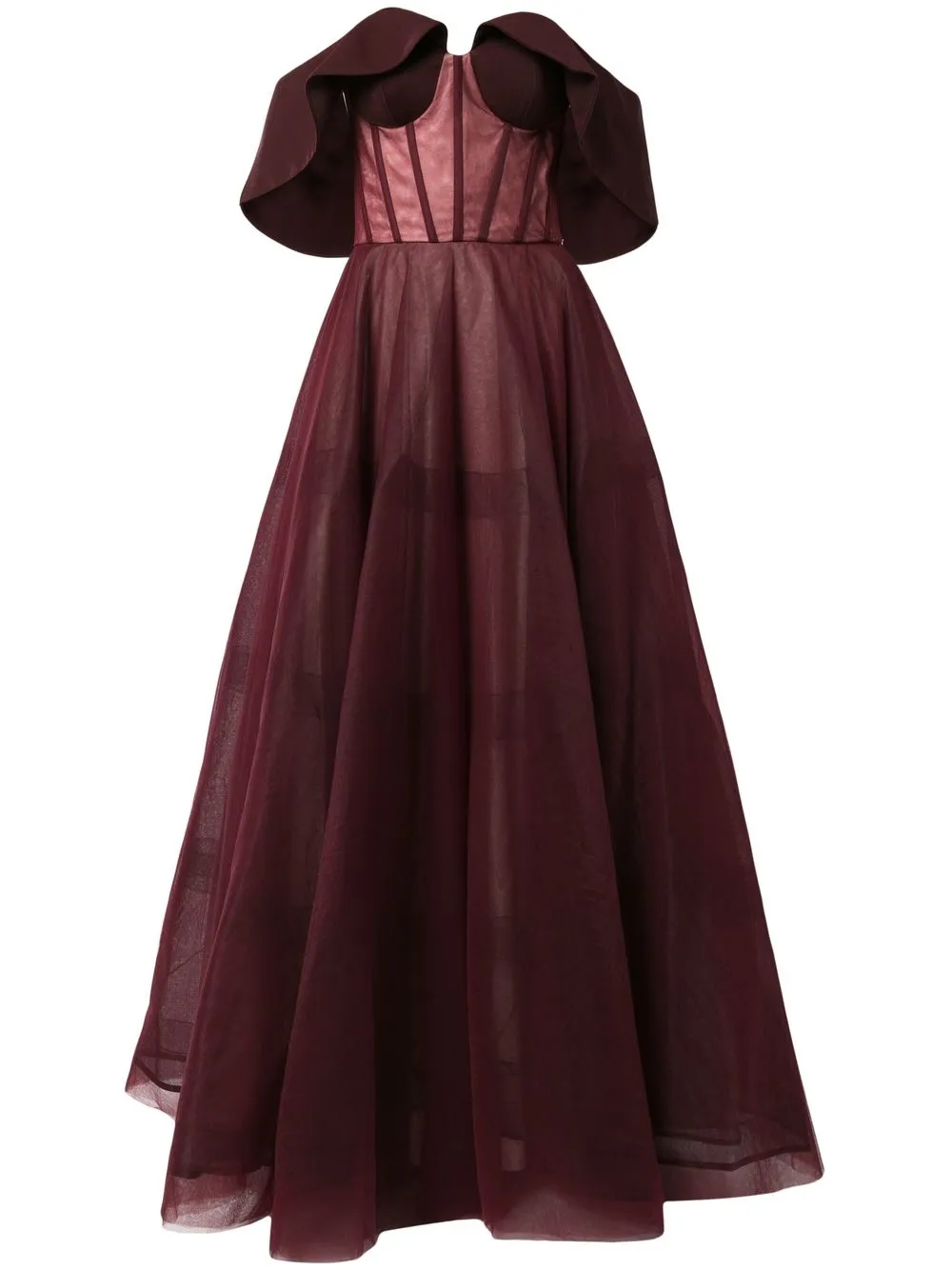 

BAZZA ALZOUMAN off-shoulder ballgown dress - Red