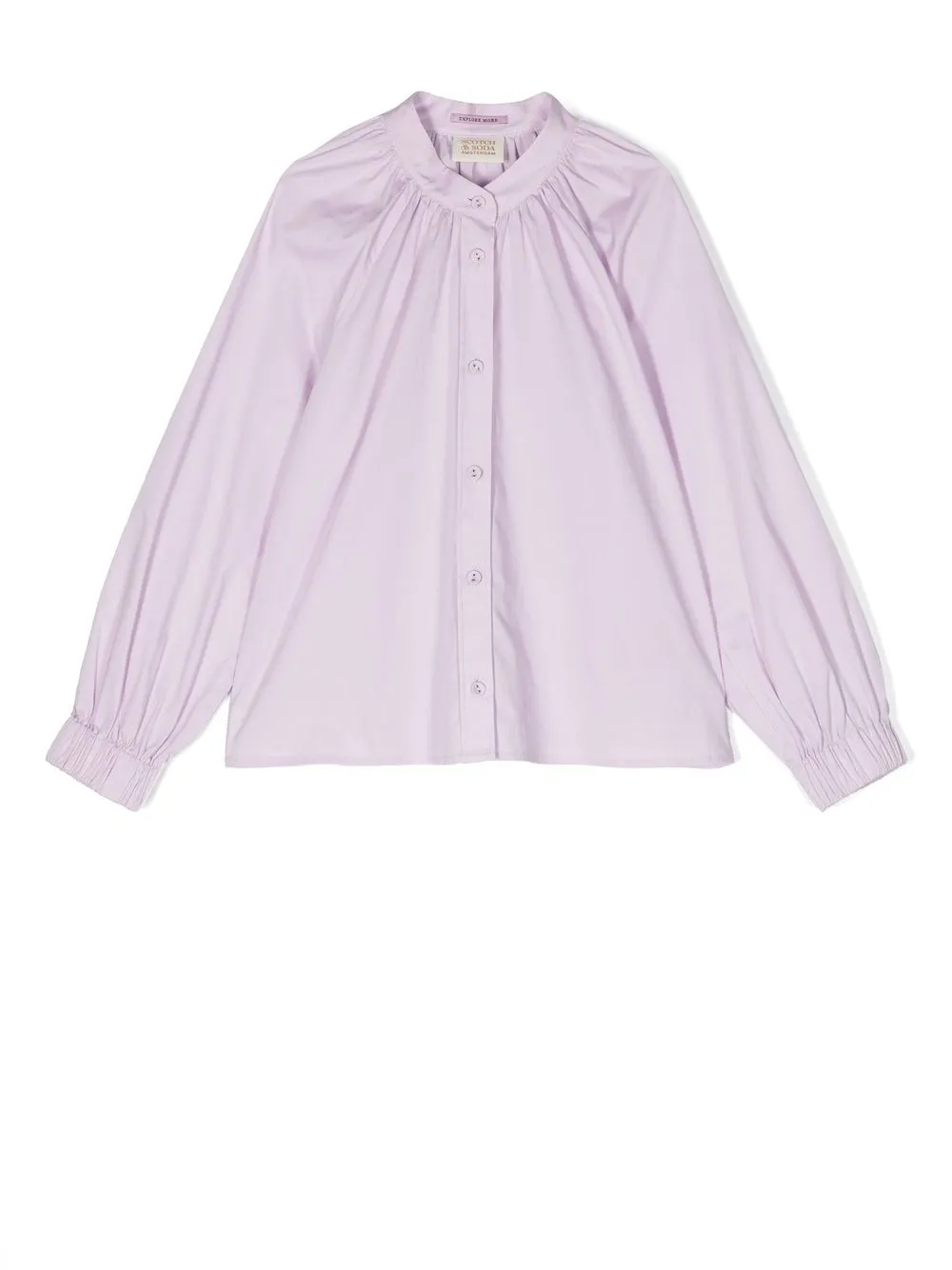 

Scotch & Soda collarless gathered shirt - Purple