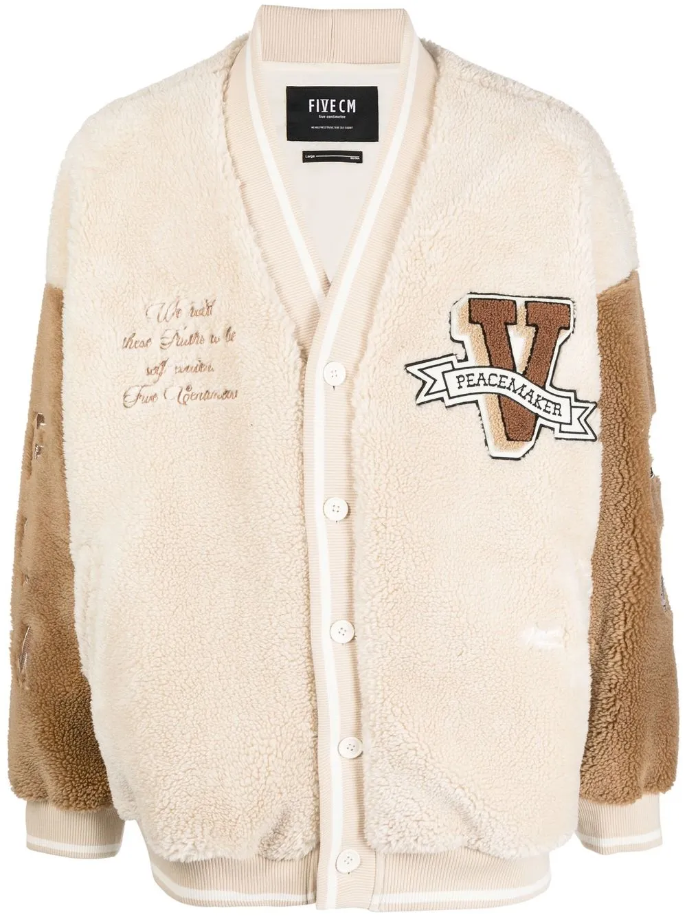 

FIVE CM two-tone fleece varsity jacket - Brown