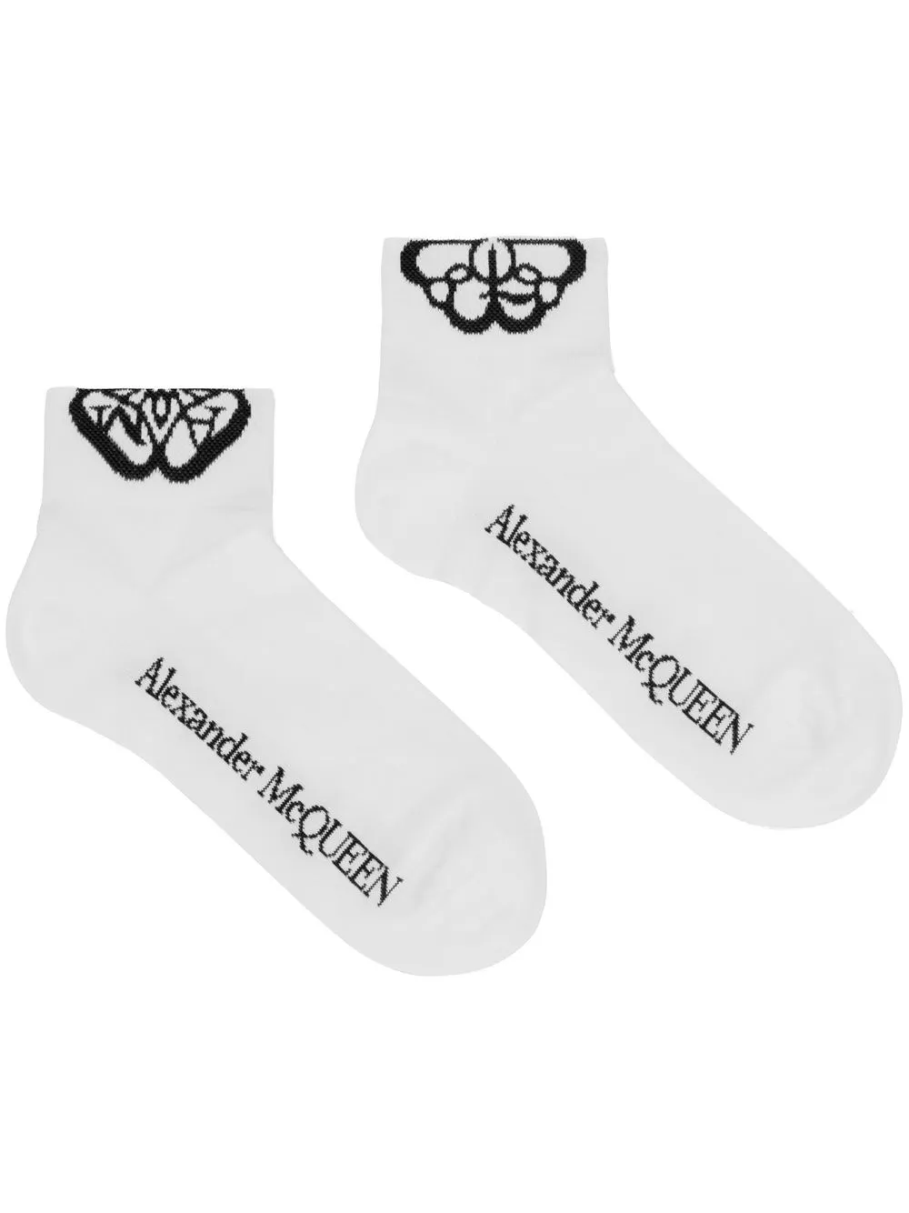 Alexander Mcqueen Cut Seal Logo Socks In White/black