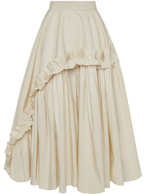 Alexander McQueen asymmetric ruffle-detail A-line skirt