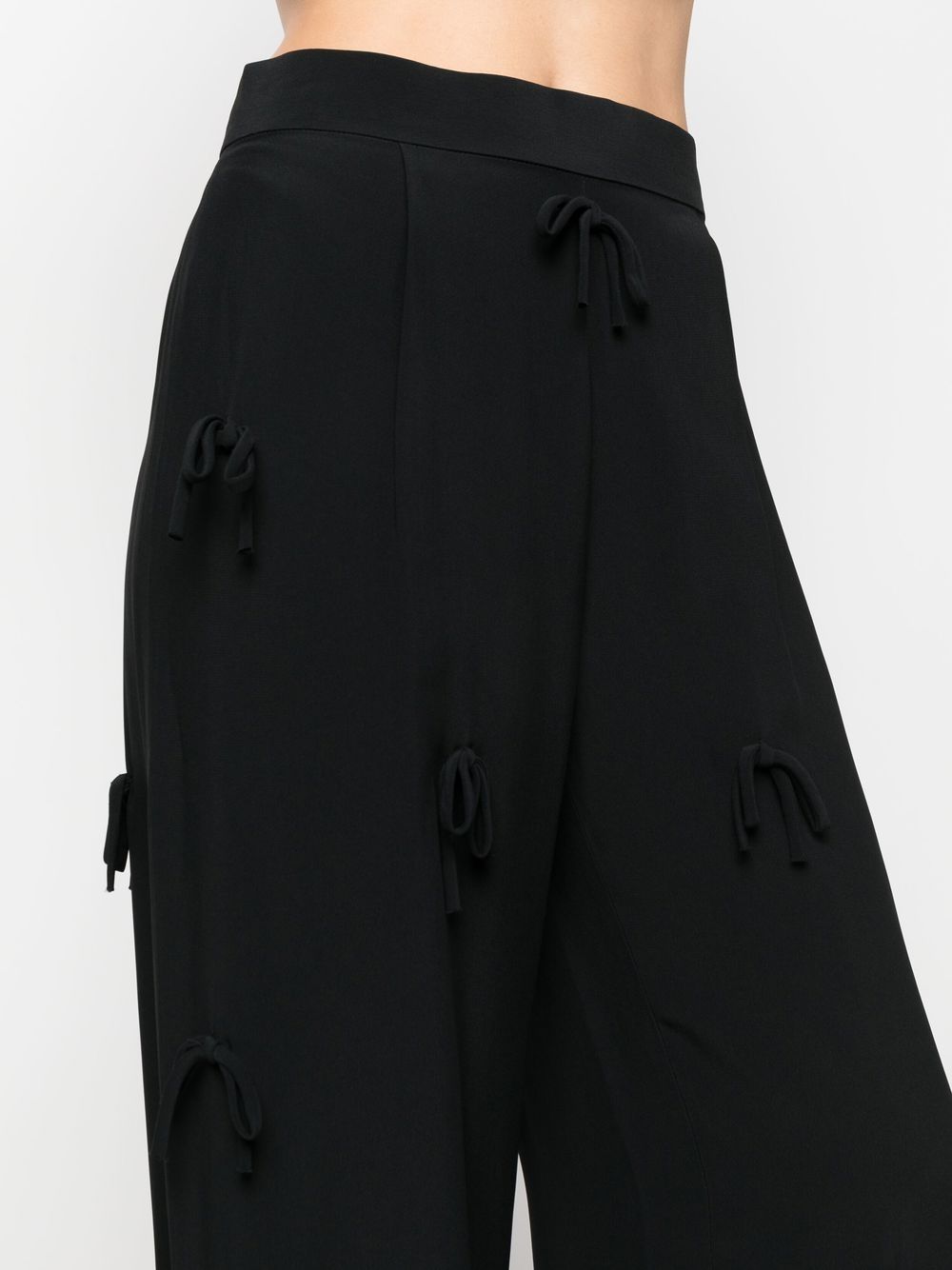 Shop Viktor & Rolf Bed Of Bows Wide Trousers In Black