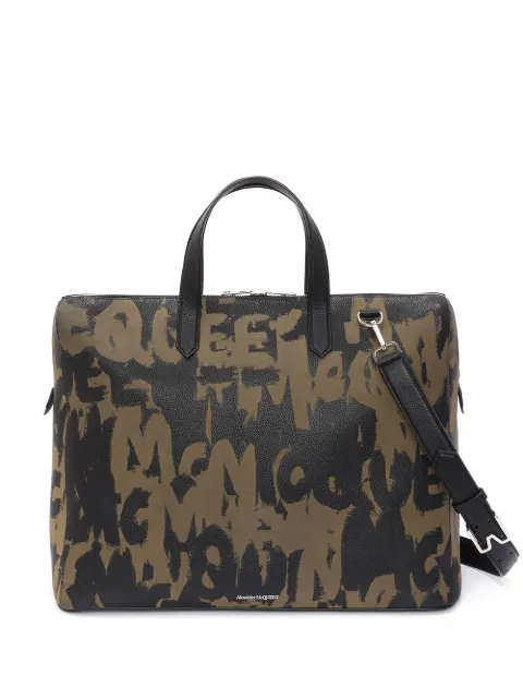 Alexander McQueen The Sharp Handtasche mit Graffiti-Print