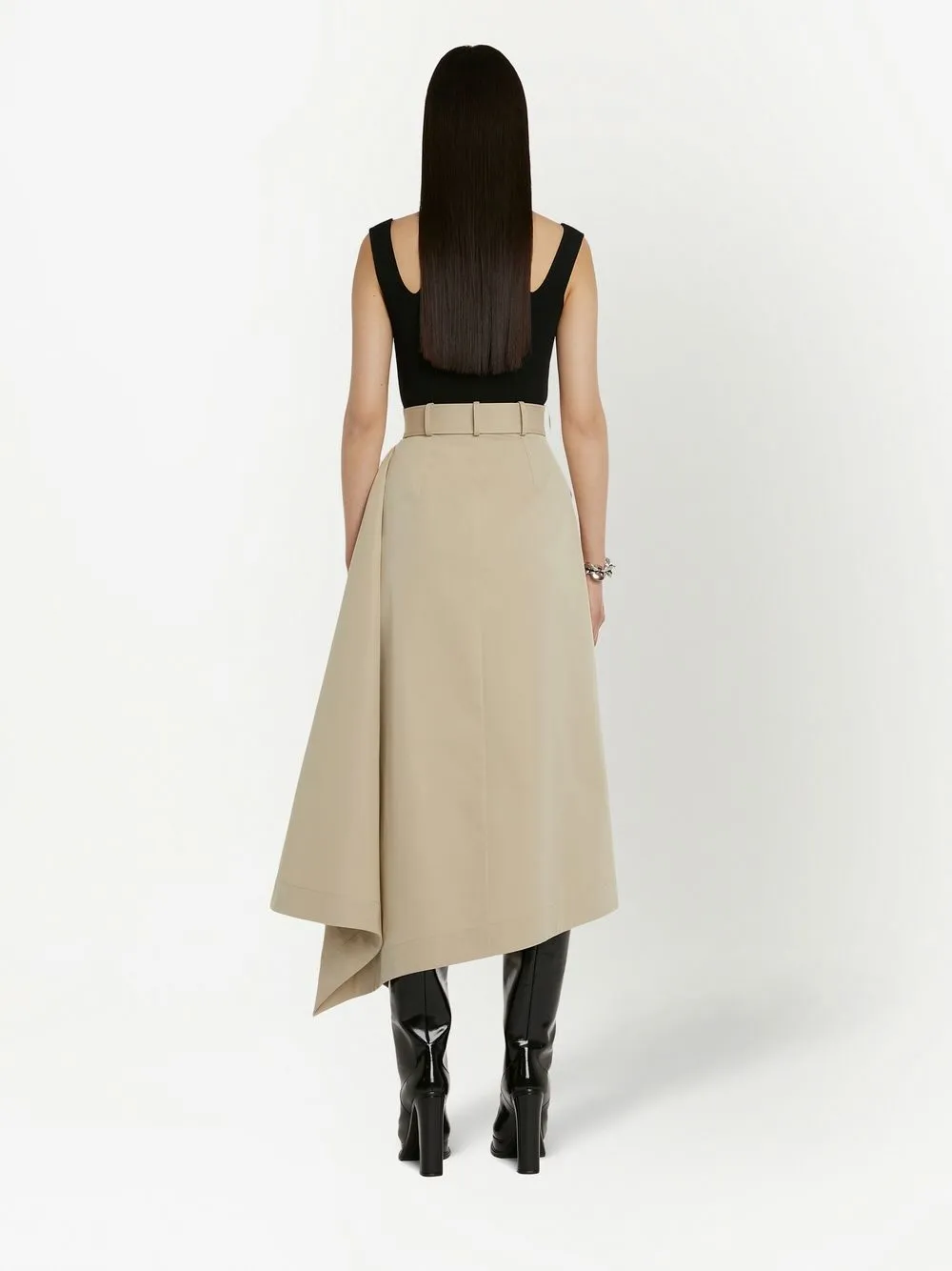 ALEXANDER MCQUEEN 不对称垂坠棉风衣造型半身裙