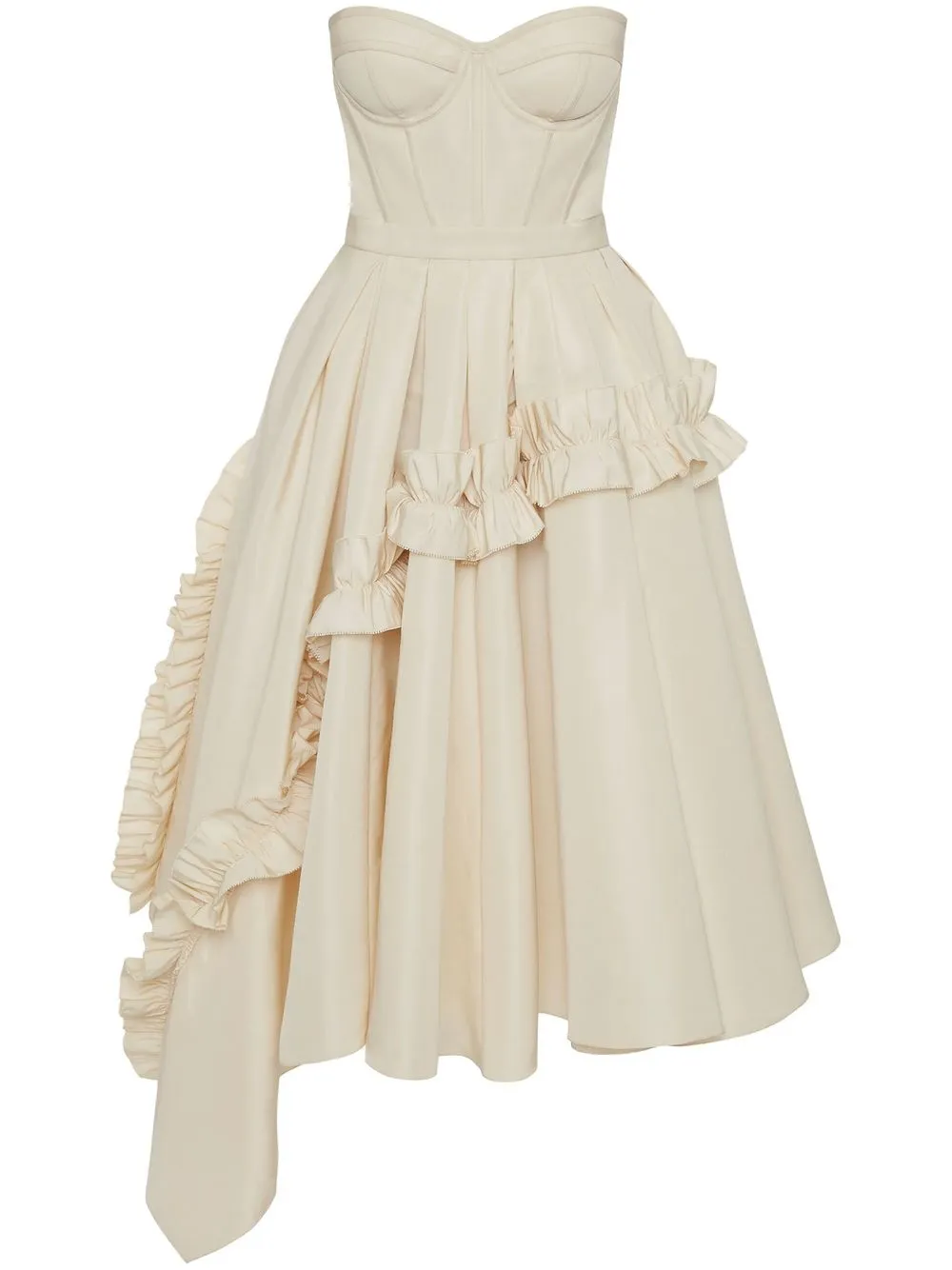 

Alexander McQueen strapless asymmetric ruffled dress - Neutrals