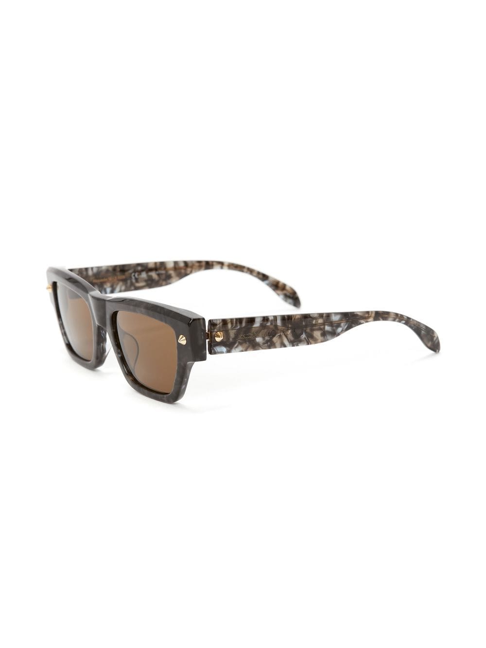 Shop Alexander Mcqueen Debossed-logo Square-frame Sunglasses In Brown