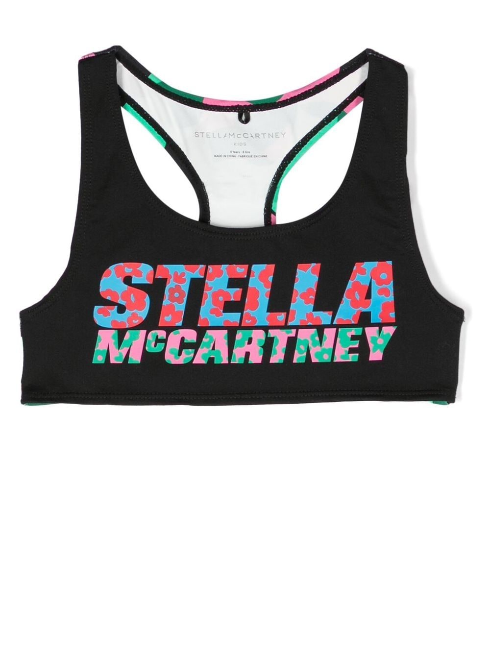 Stella McCartney Kids floral logo-print crop top - Black