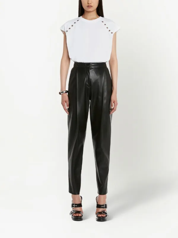 Alexander McQueen Pleated Leather Tapered Trousers - Farfetch