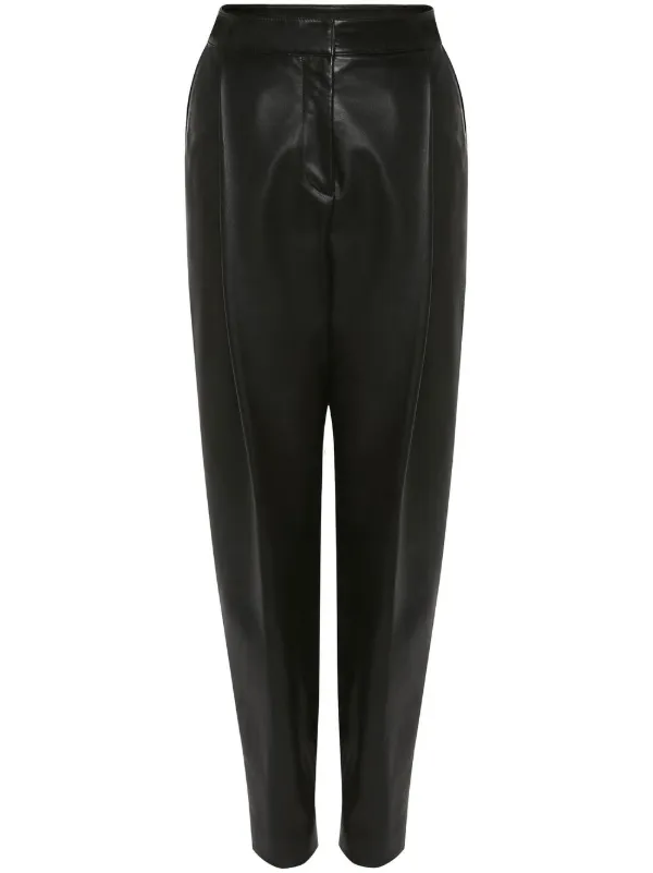 Tapered Faux-Leather Trousers - Black