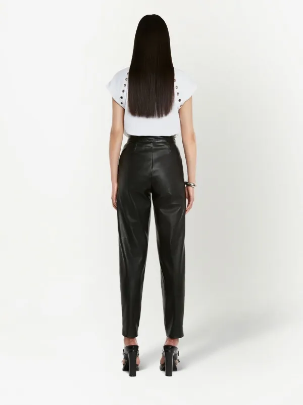 Alexander McQueen Pleated Leather Tapered Trousers - Farfetch