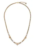 Alexander McQueen skull and pearl charm layered necklace - Gold