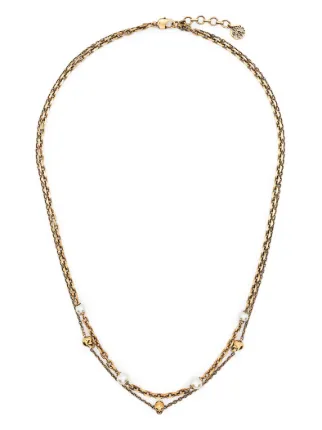 新品箱付き✨【Alexander Mcqueen】brass ネックレス　真鍮 NEW $590 ALEXANDER MCQUEEN Gold Tone Brass SKULL LOGO SKULL