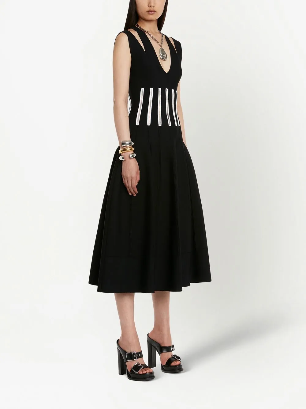 Alexander Mcqueen Slashed Corset Midi Dress - Farfetch