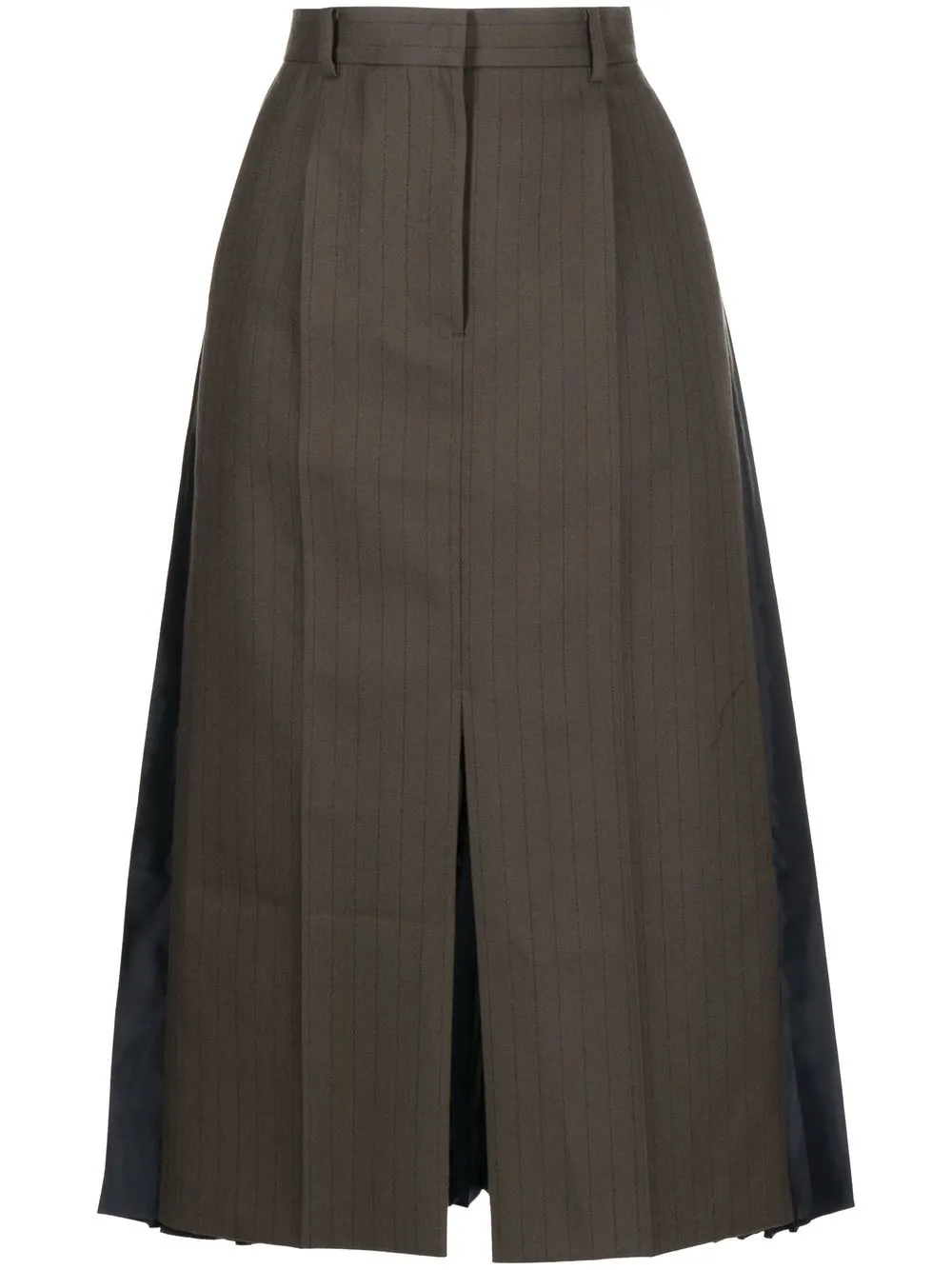 

sacai pinstriped pleated midi skirt - Brown