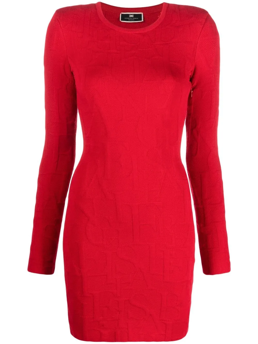 

Elisabetta Franchi logo-embossed knitted mini dress - Red