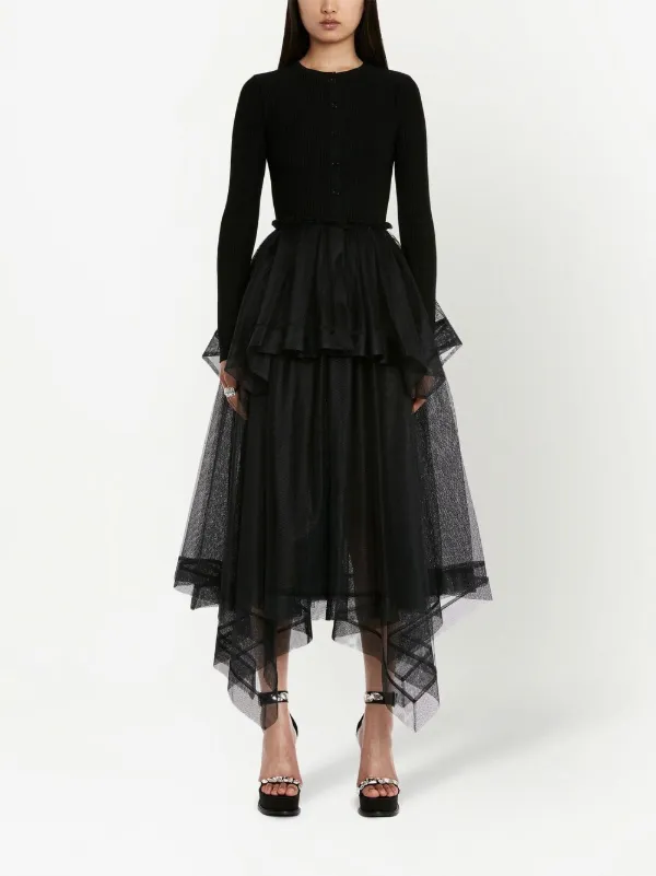 Alexander McQueen asymmetric-design tiered-skirt | Black