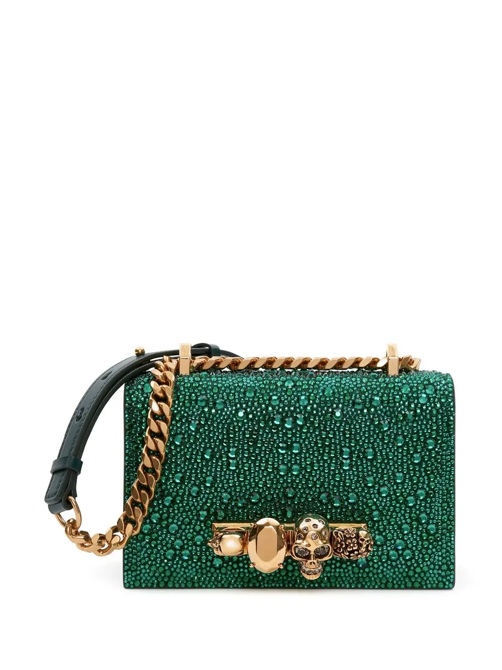 

Alexander McQueen mini jewelled knuckleduster satchel - Green