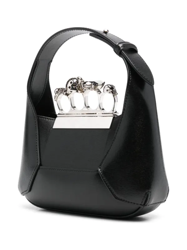 Alexander McQueen The Jewelled Hobo Leather Mini Bag | Black