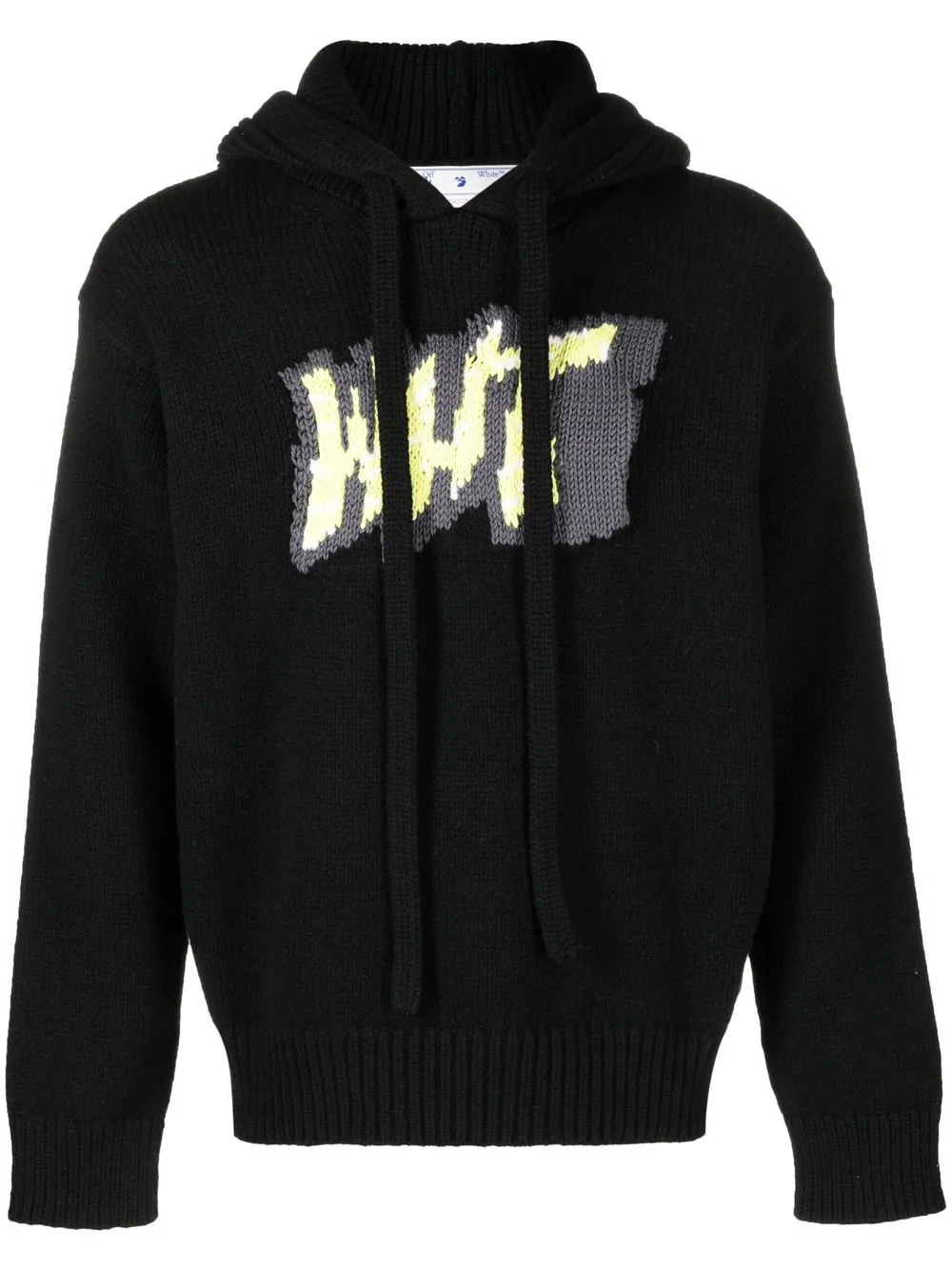 

Off-White intarsia-logo wool-blend hoodie - Black