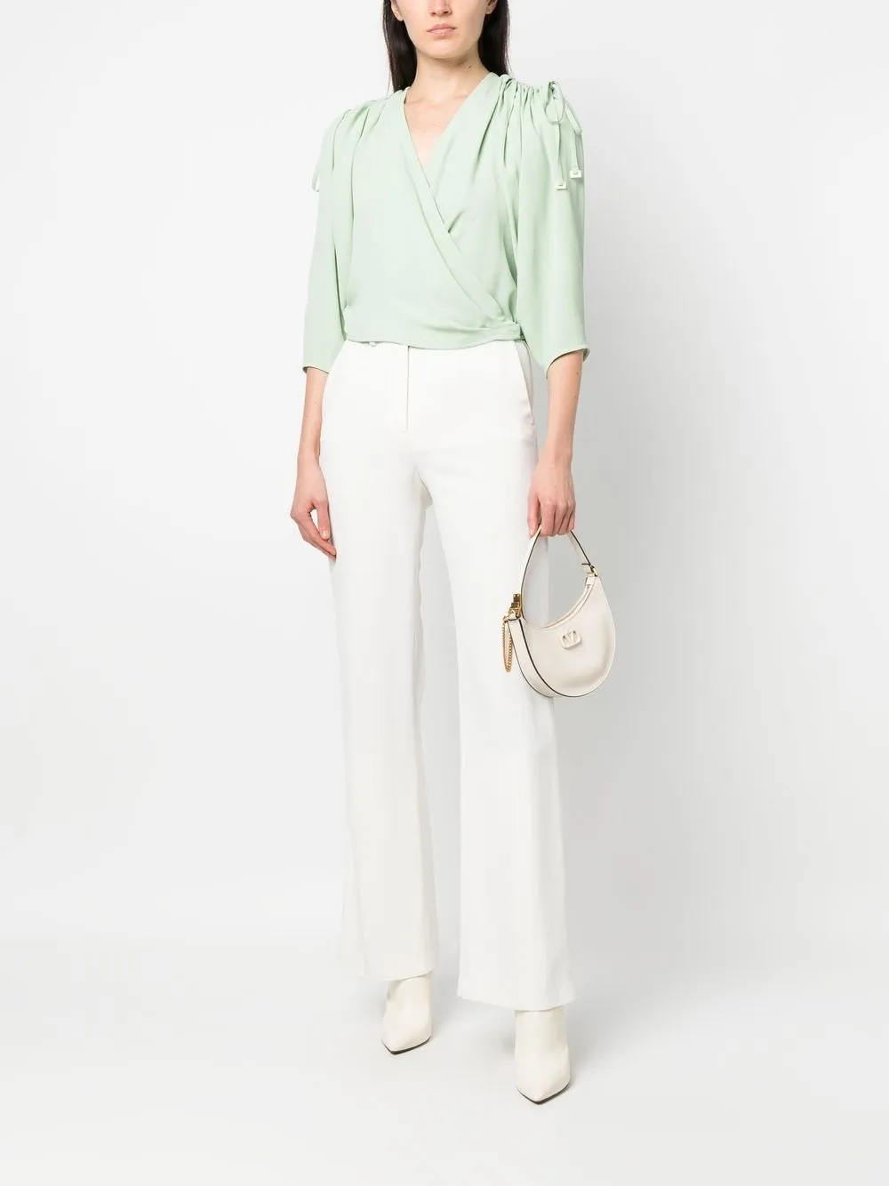 Veronique Leroy Wikkelblouse met ruches - Groen