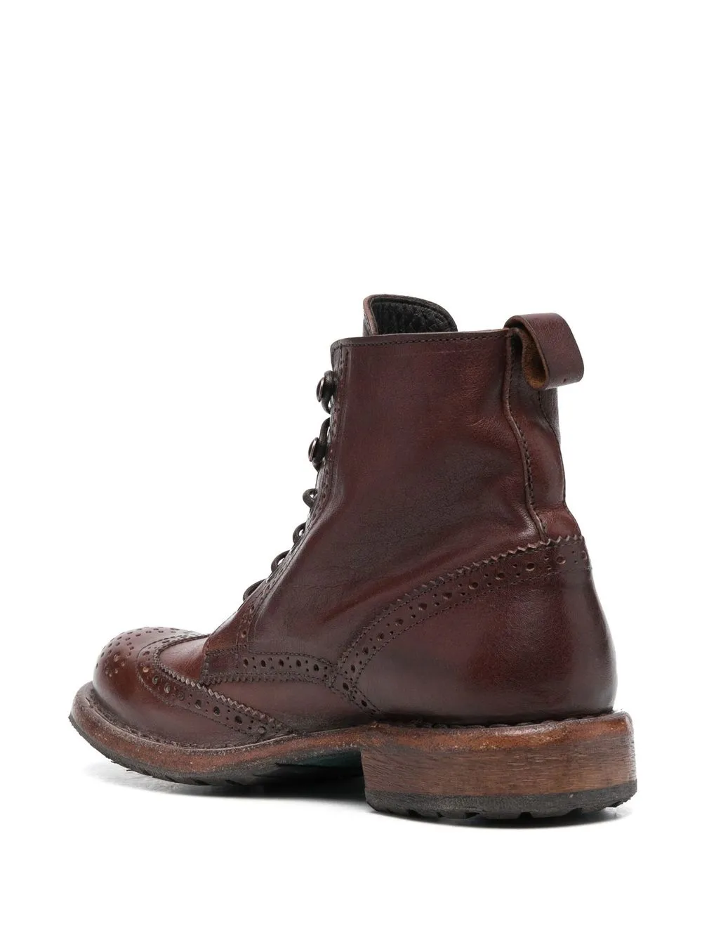 Moma Brogue-detail Ankle Boots In Brown