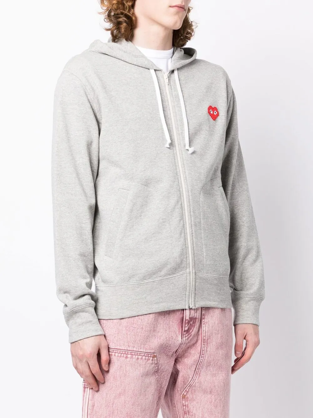 Comme Des Garçons Play logo-patch zip-up Hoodie | Grey