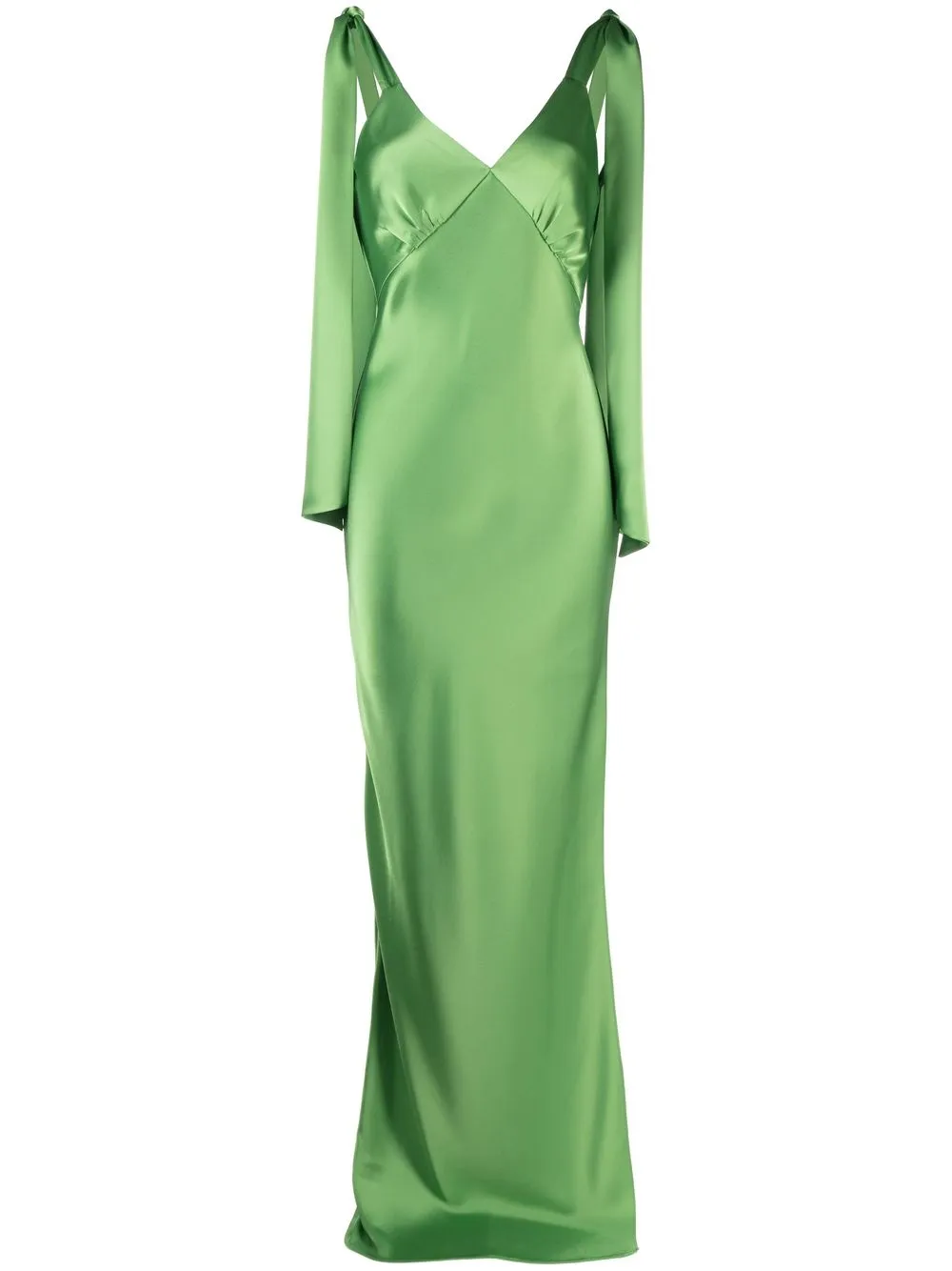 V:PM ATELIER satin-finish drape-detail gown - Green