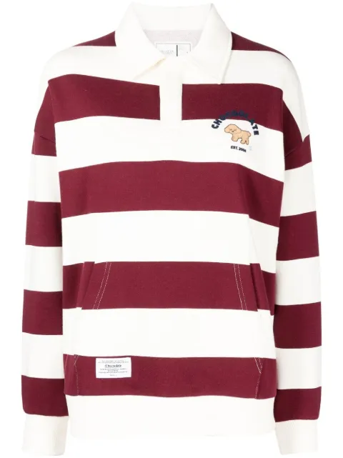 logo-embroidered striped polo shirt