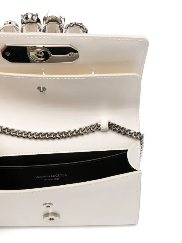 Alexander McQueen The Slash Leather Clutch Bag White FARFETCH AO