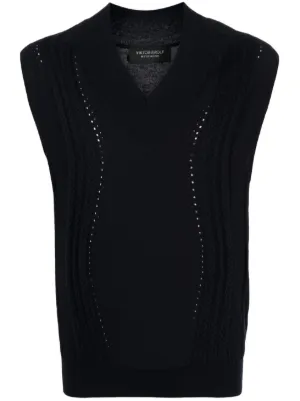Studio Nicholson Vネック ニットベスト | ブルー | FARFETCH JP