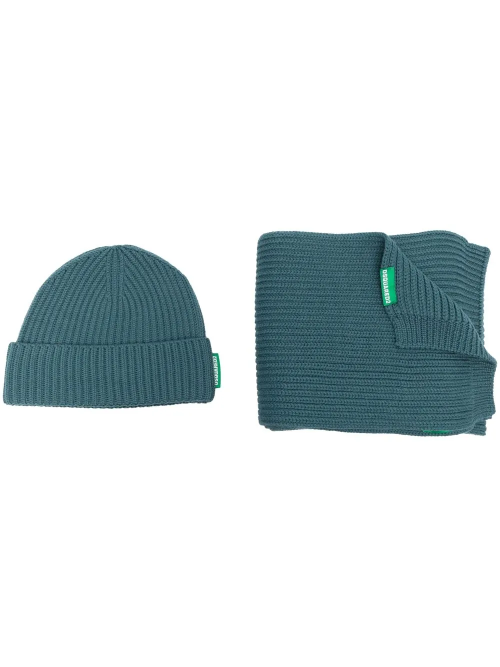 

Dsquared2 conjunto de gorro y bufanda tejido de canalé - Azul